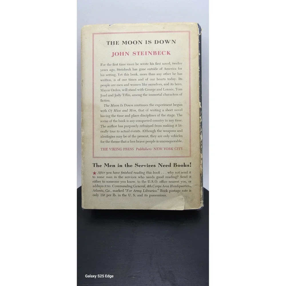 John Steinbeck The Moon Is Down 1st Edition 1942 Viking Press Dust Jacket Book